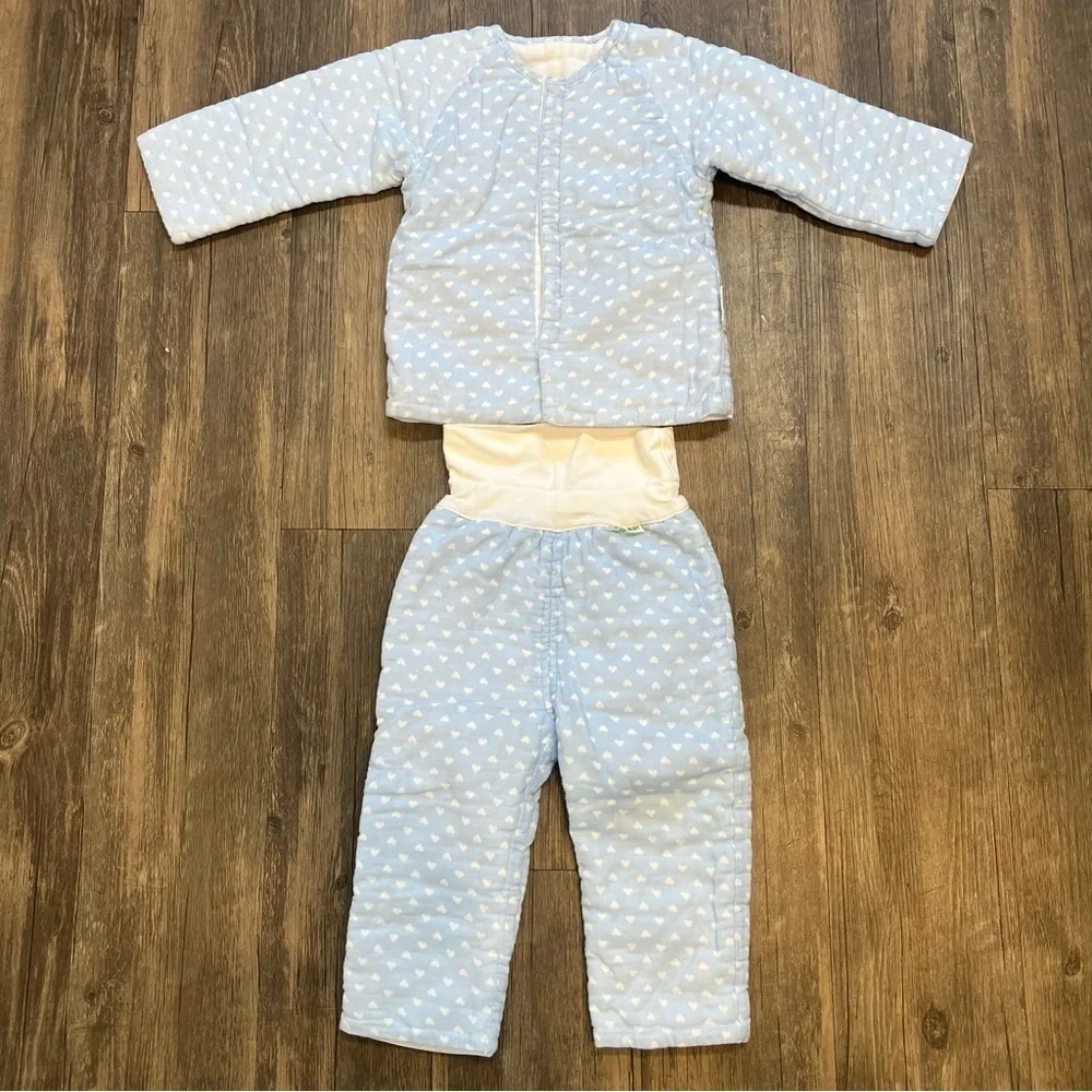Kids Heart Shape White Blue Padded Matching Set Jacket/Pants Size 18-24 Months
